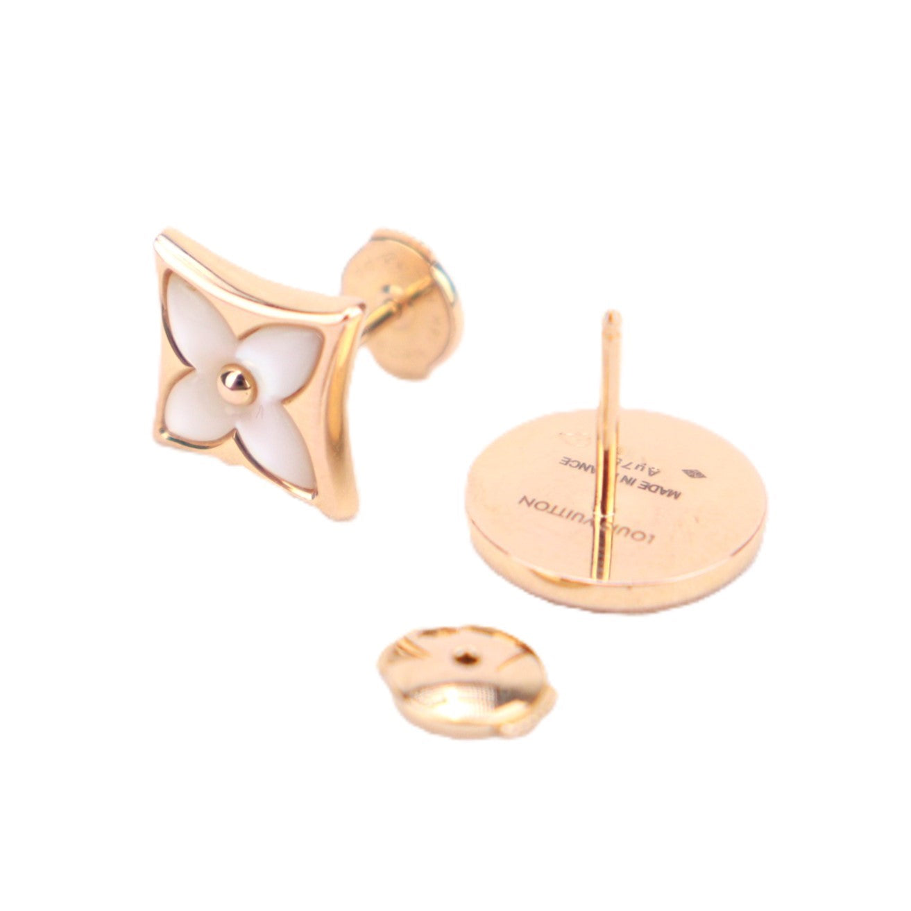 LOUIS VUITTON Q96426+Q96425 Puce Star Blossom Nacre+Puce Sun Blossom Nacre Earrings