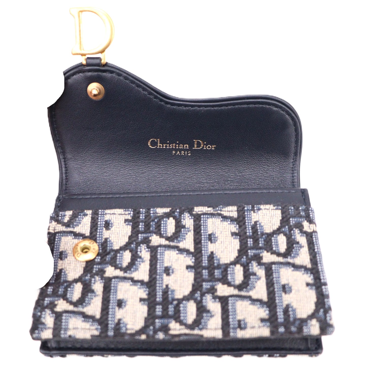 DIOR S5611CTZQ SADDLE BLOOM CARD HOLDER