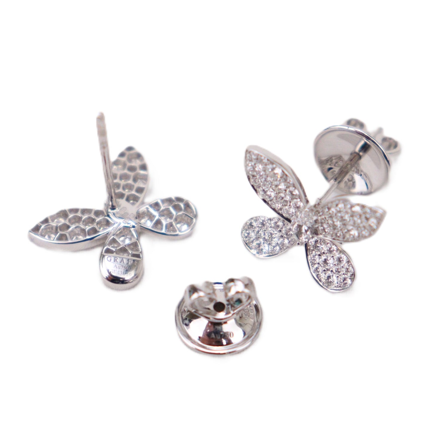 Graff RGE1152 Pave Butterfly Diamond Small Stud Earrings