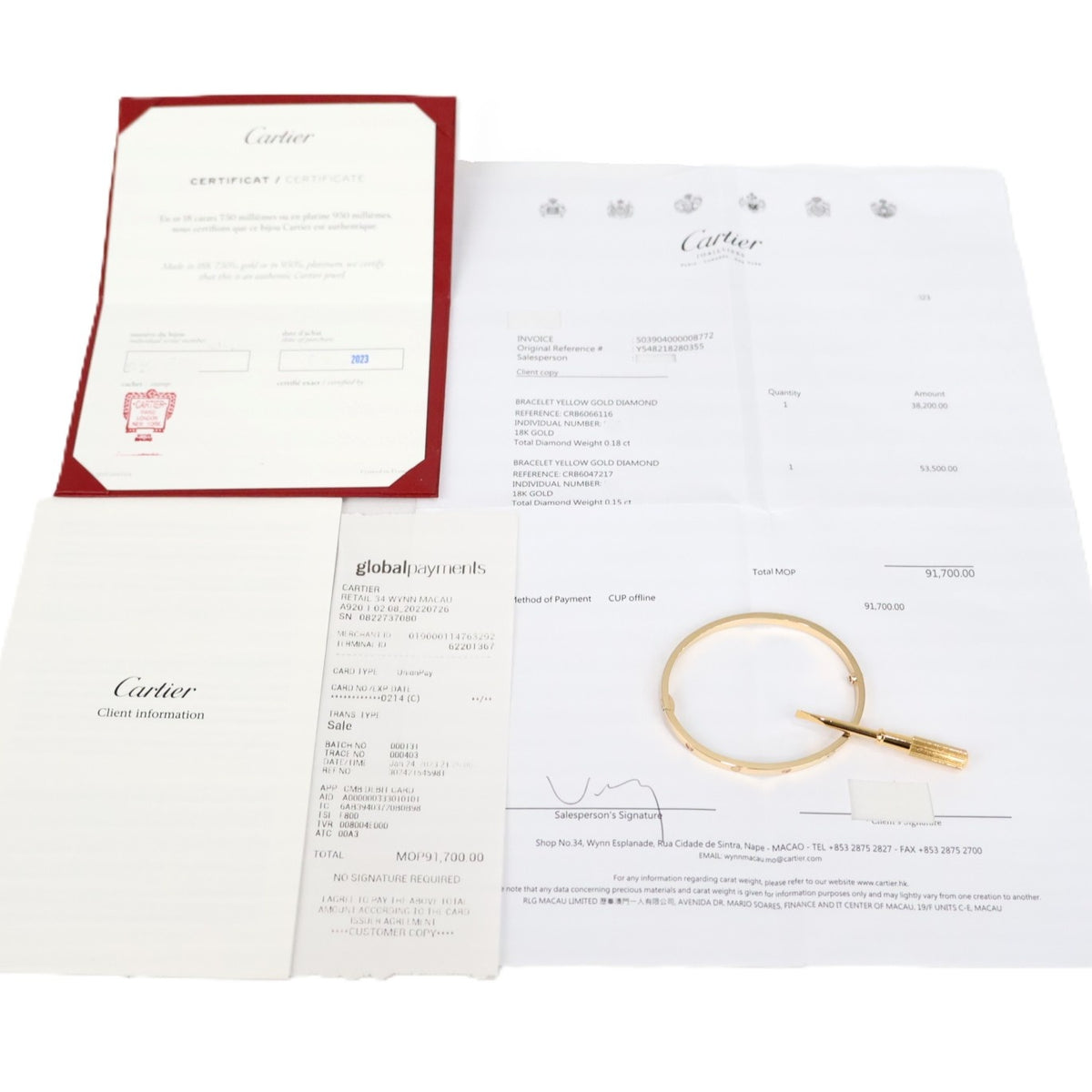 Cartier B6047217 Love Small 6-Diamonds #17 Bracelet