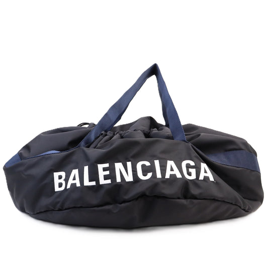 BALENCIAGA 489941 WHEEL BAG V NYLON BLACK SV Rank:AB G