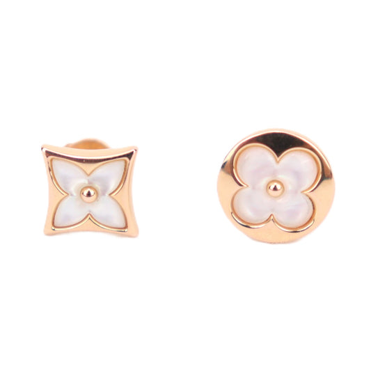 LOUIS VUITTON Q96426+Q96425 Puce Star Blossom Nacre+Puce Sun Blossom Nacre Earrings