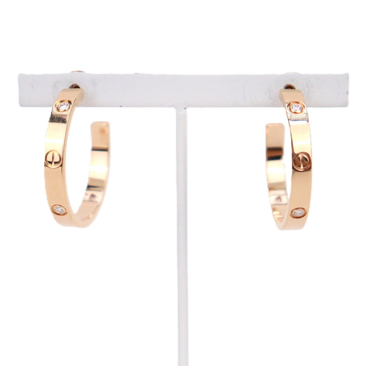 Cartier CRB8301433 Love Hoop Medium Model 6-Diamonds Earrings