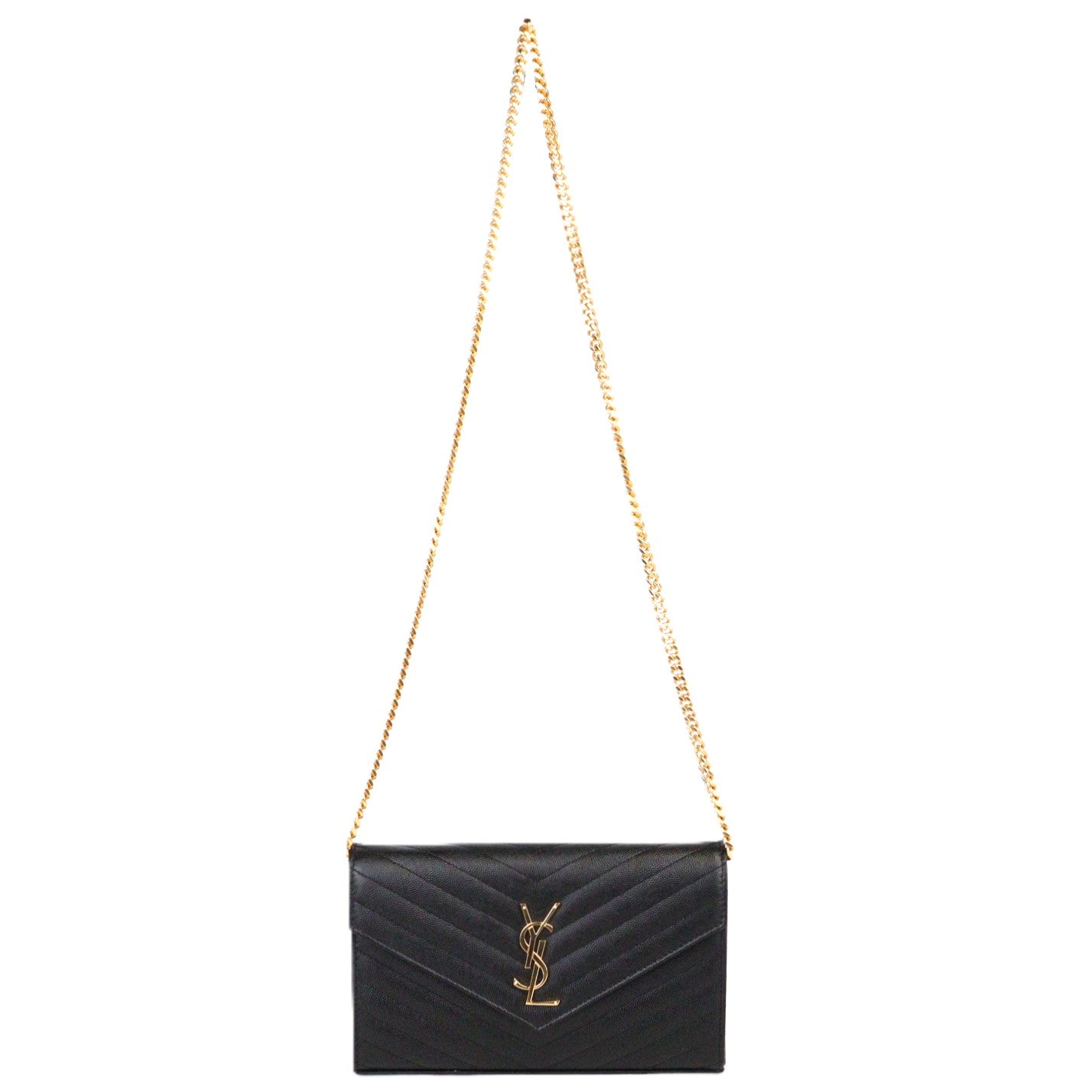 SAINT LAURENT 377828 BOW01 CASSANDRE WALLET ON CHAIN