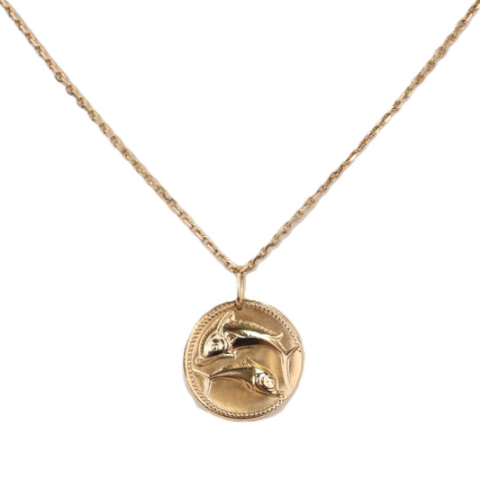 Van Cleef & Arpels VCARP7SY00 Zodiaque medal Piscium (Pisces) + VCARP7U600 Trace Chain Necklace