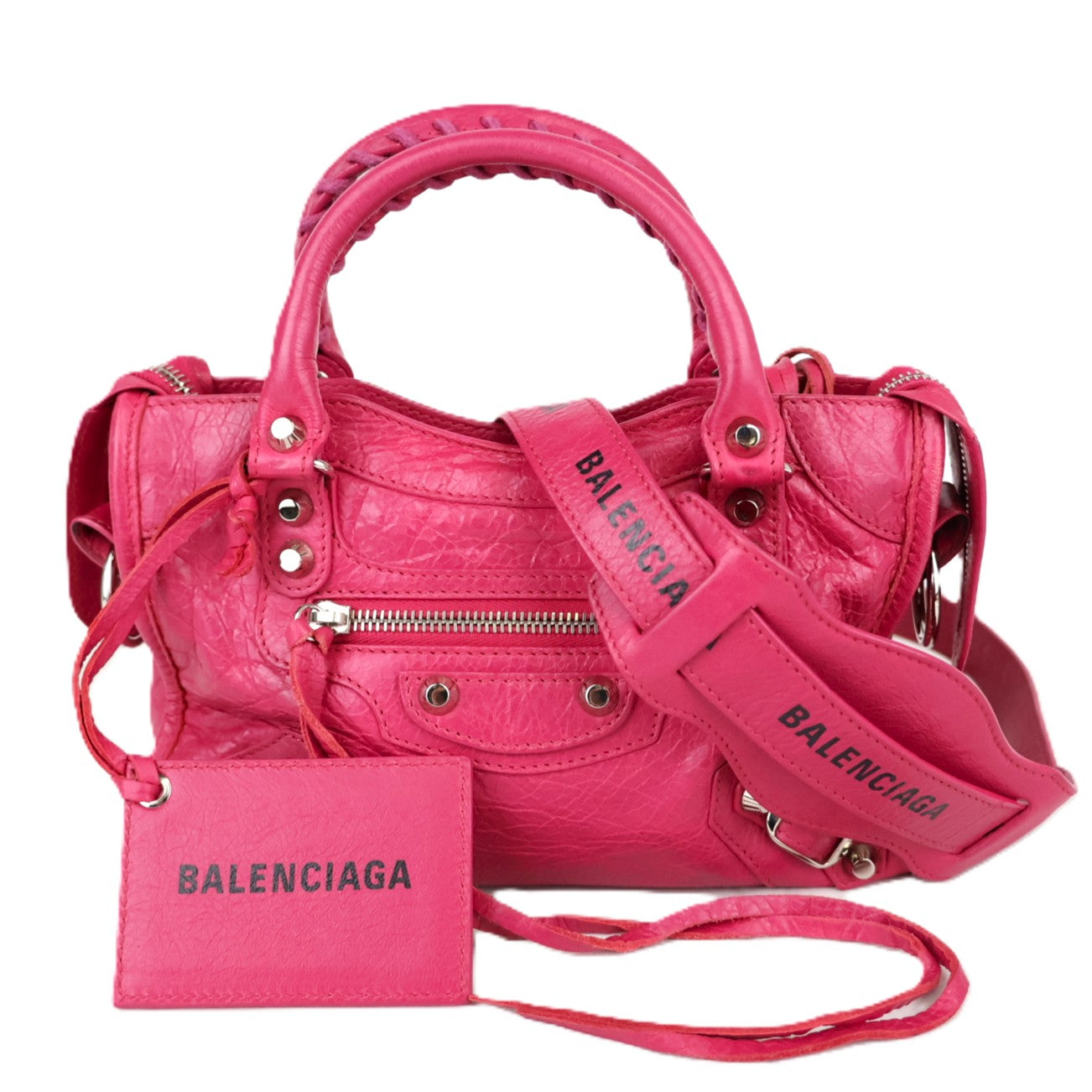 BALENCIAGA 300295 DB5XN THE CITY LOGO STRAP MINI HANDBAG