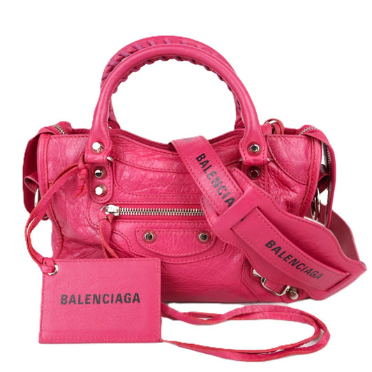 BALENCIAGA 300295 DB5XN THE CITY LOGO STRAP MINI HANDBAG