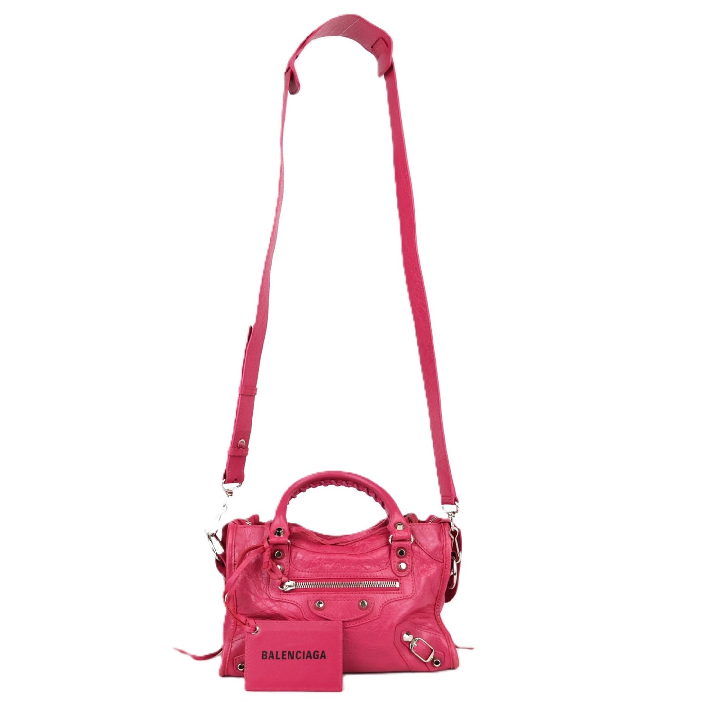 BALENCIAGA 300295 DB5XN THE CITY LOGO STRAP MINI HANDBAG