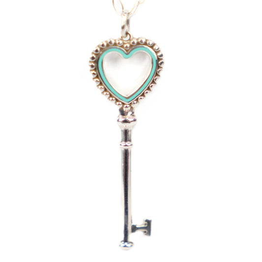 TIFFANY & Co. Beads Heart Key + Oval Link Chain Necklace