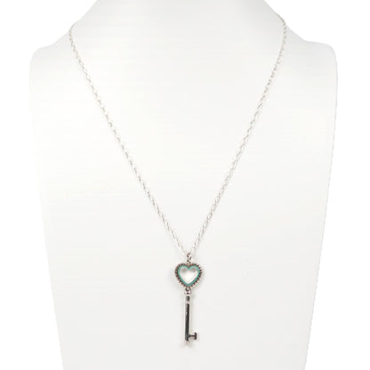 TIFFANY & Co. Beads Heart Key + Oval Link Chain Necklace