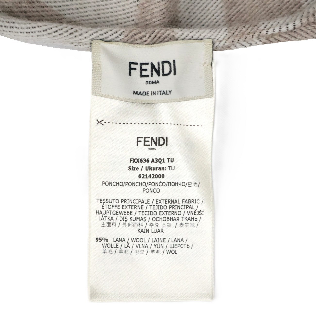 FENDI FXX636 A3Q1 FF PONCHO 140X140 CAPE