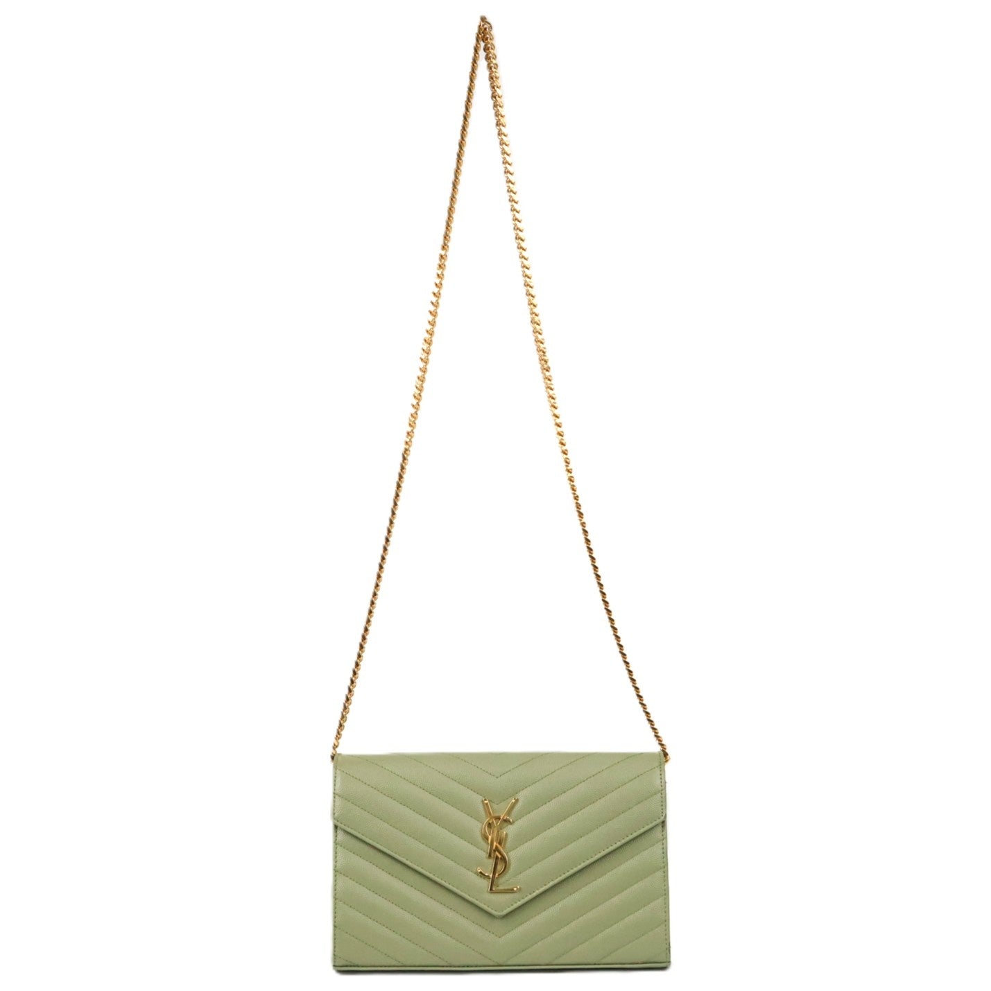 SAINT LAURENT 377828 BOW01 CASSANDRE WALLET ON CHAIN