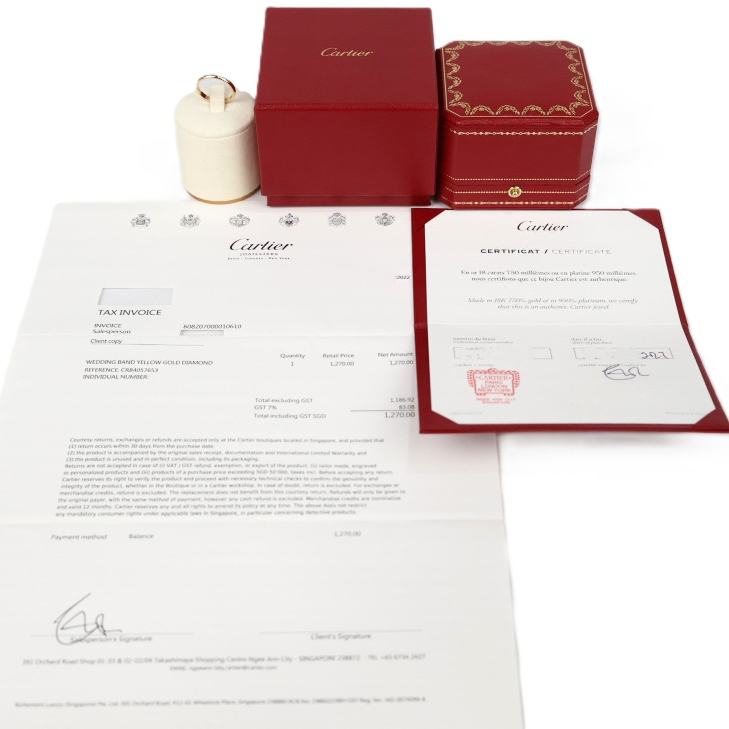 Cartier B4057653 1895 Wedding Band 1-Daiamond #53 Ring