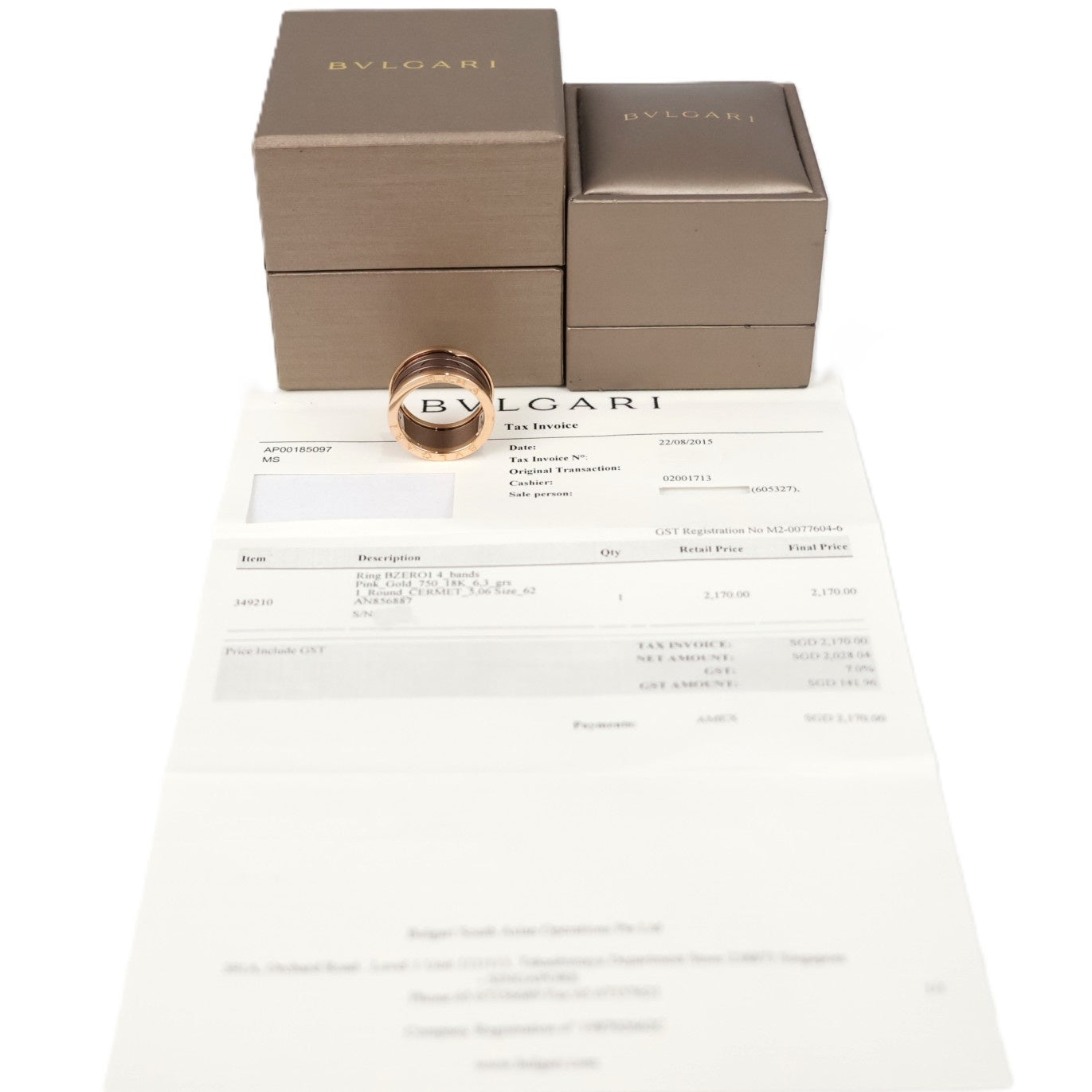 BVLGARI AN856887 B.zero1 4-Bands #62 Ring