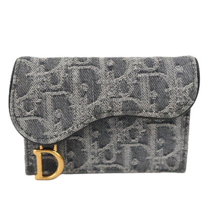DIOR S5611CDDK SADDLE BLOOM CARD HOLDER
