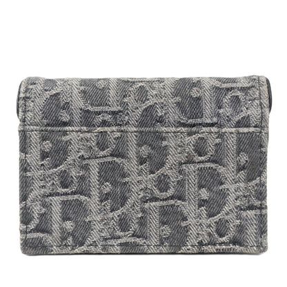 DIOR S5611CDDK SADDLE BLOOM CARD HOLDER