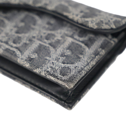 DIOR S5611CDDK SADDLE BLOOM CARD HOLDER