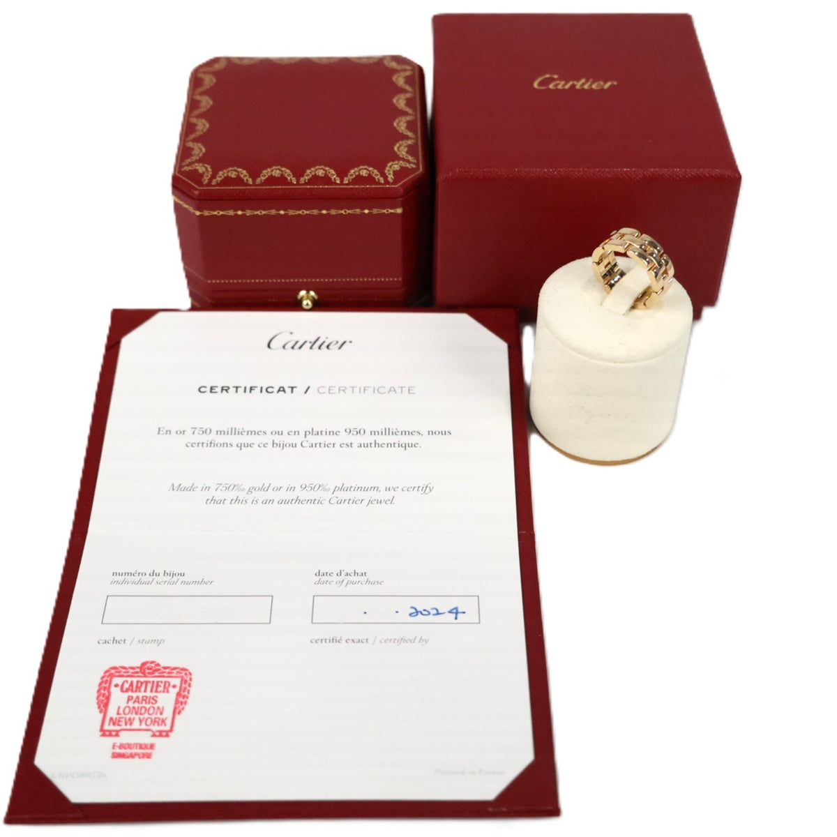 Cartier B4230652 Maillon Panthere Triple Row #52 Ring