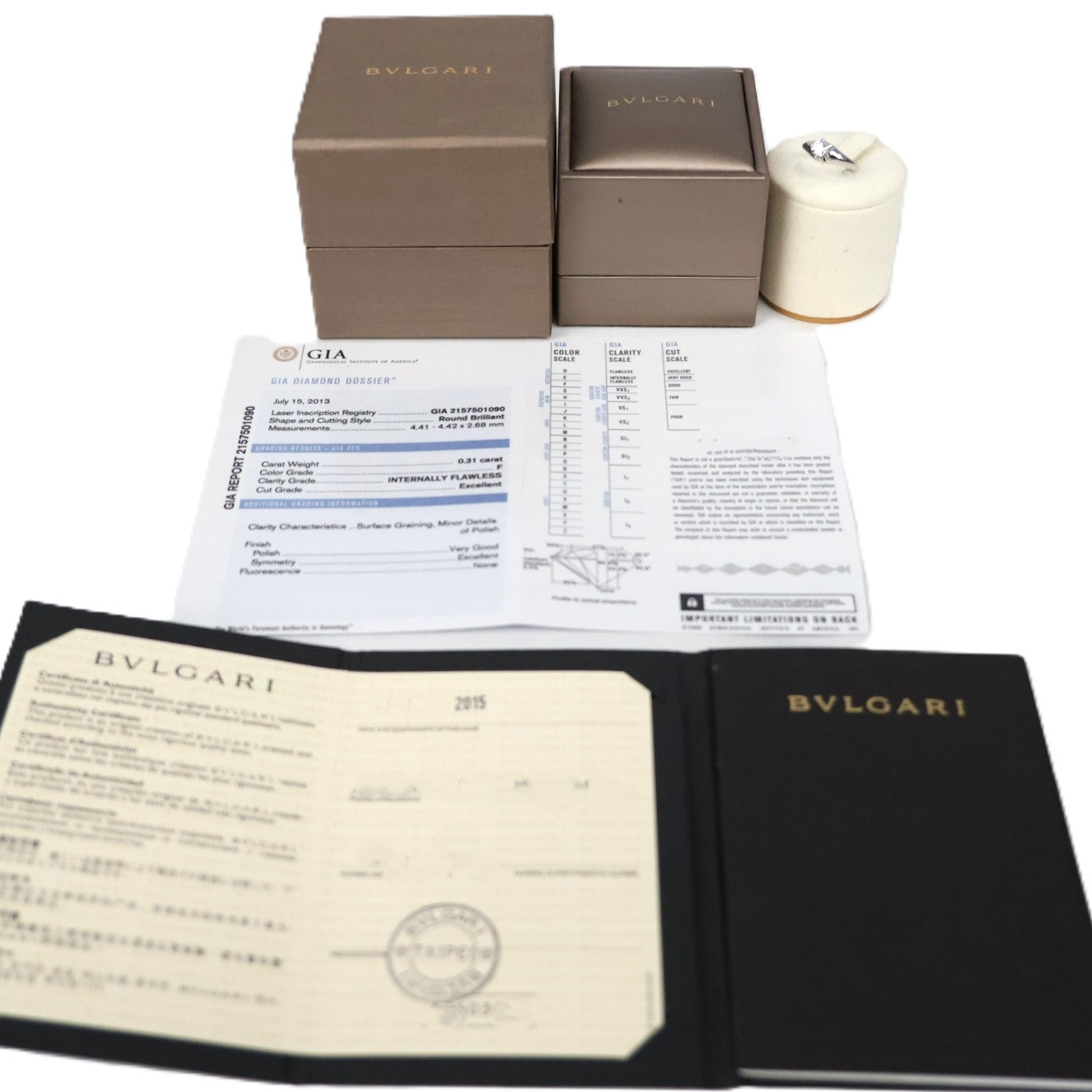 BVLGARI AN184016/332998 Corona 0.31ct-F-IF-EX #48 Ring