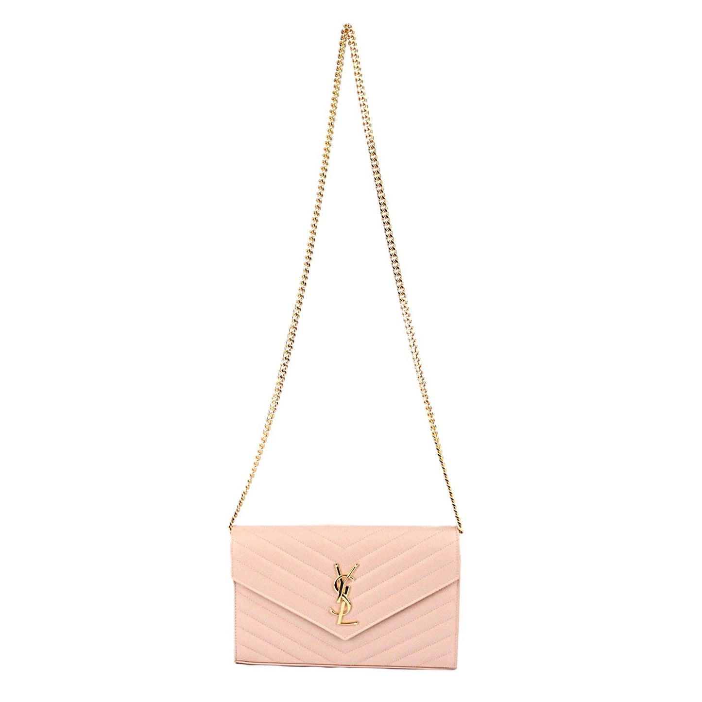 SAINT LAURENT 377828 BOW01 CASSANDRE WALLET ON CHAIN