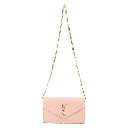 SAINT LAURENT 377828 BOW01 CASSANDRE WALLET ON CHAIN