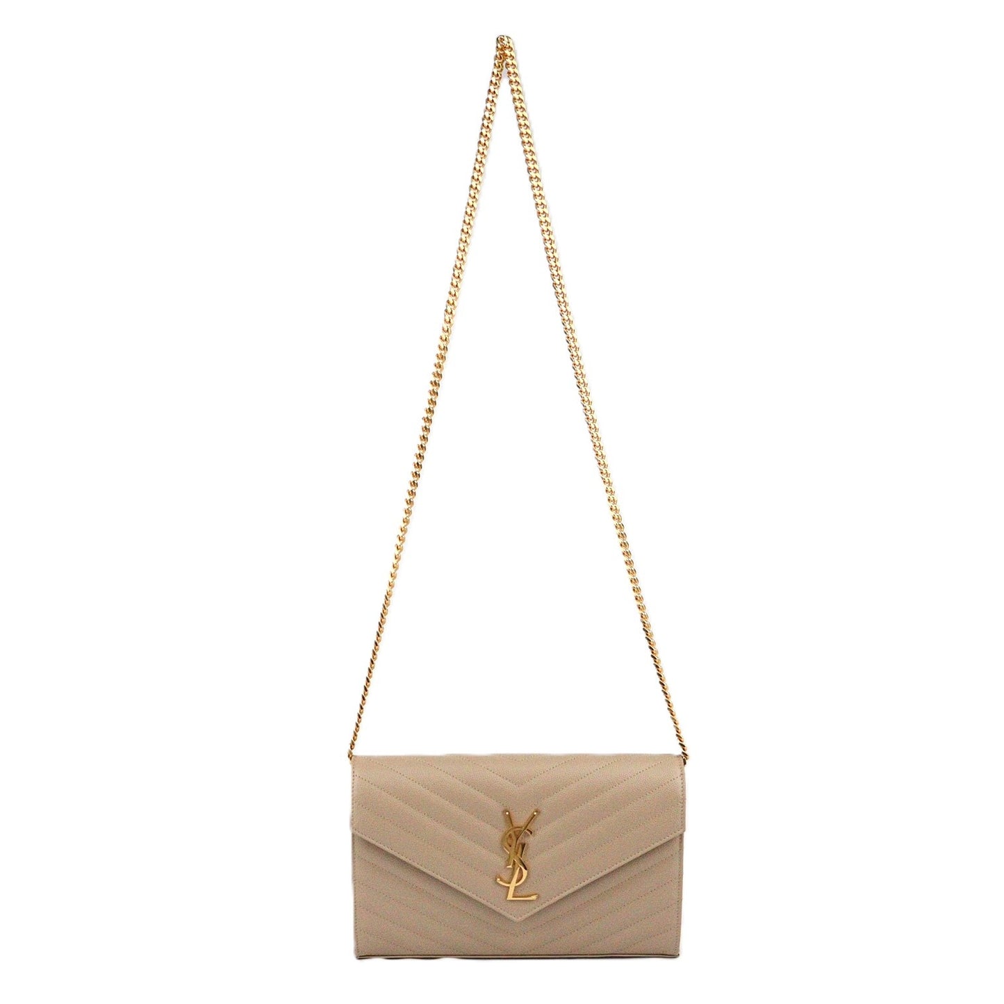 SAINT LAURENT 377828 BOW01 CASSANDRE WALLET ON CHAIN